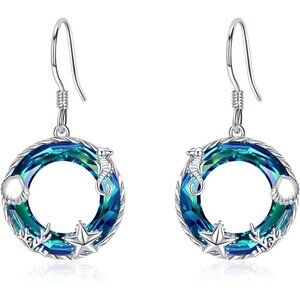 Women's 925 Sterling Silver Beach Seaside Vacation Jewelry Turtle Earrings